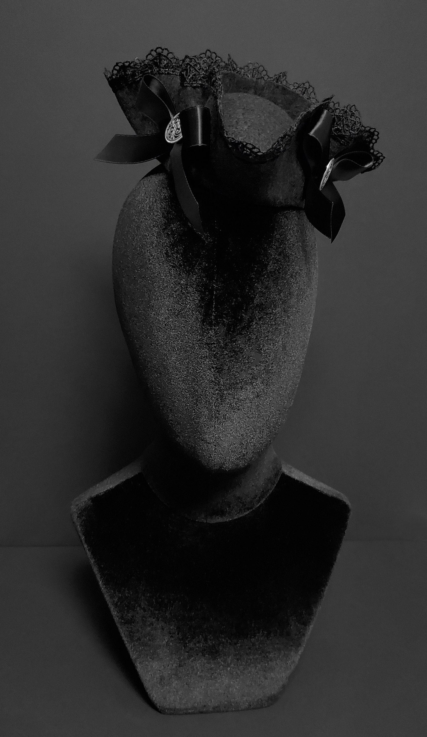 Black Mini Ruffled Tricorn Pirate Lass Hat ~ Made to Order