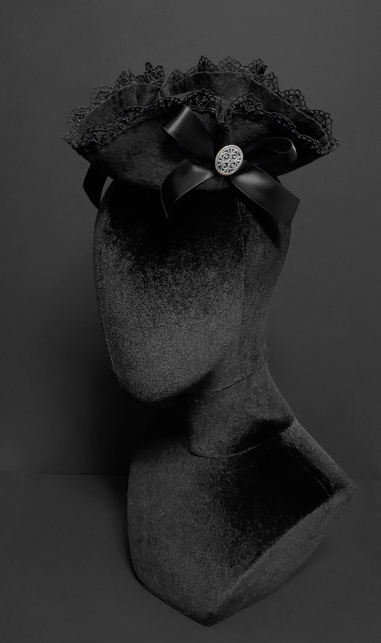 Black Mini Ruffled Tricorn Pirate Lass Hat ~ Made to Order