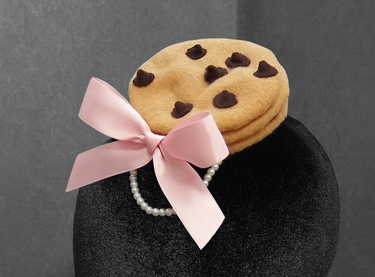 Adorable White or Dark Chocolate Chip Cookie Stack Fascinator or Desk Decor ~  Available in 6 Bow Colors