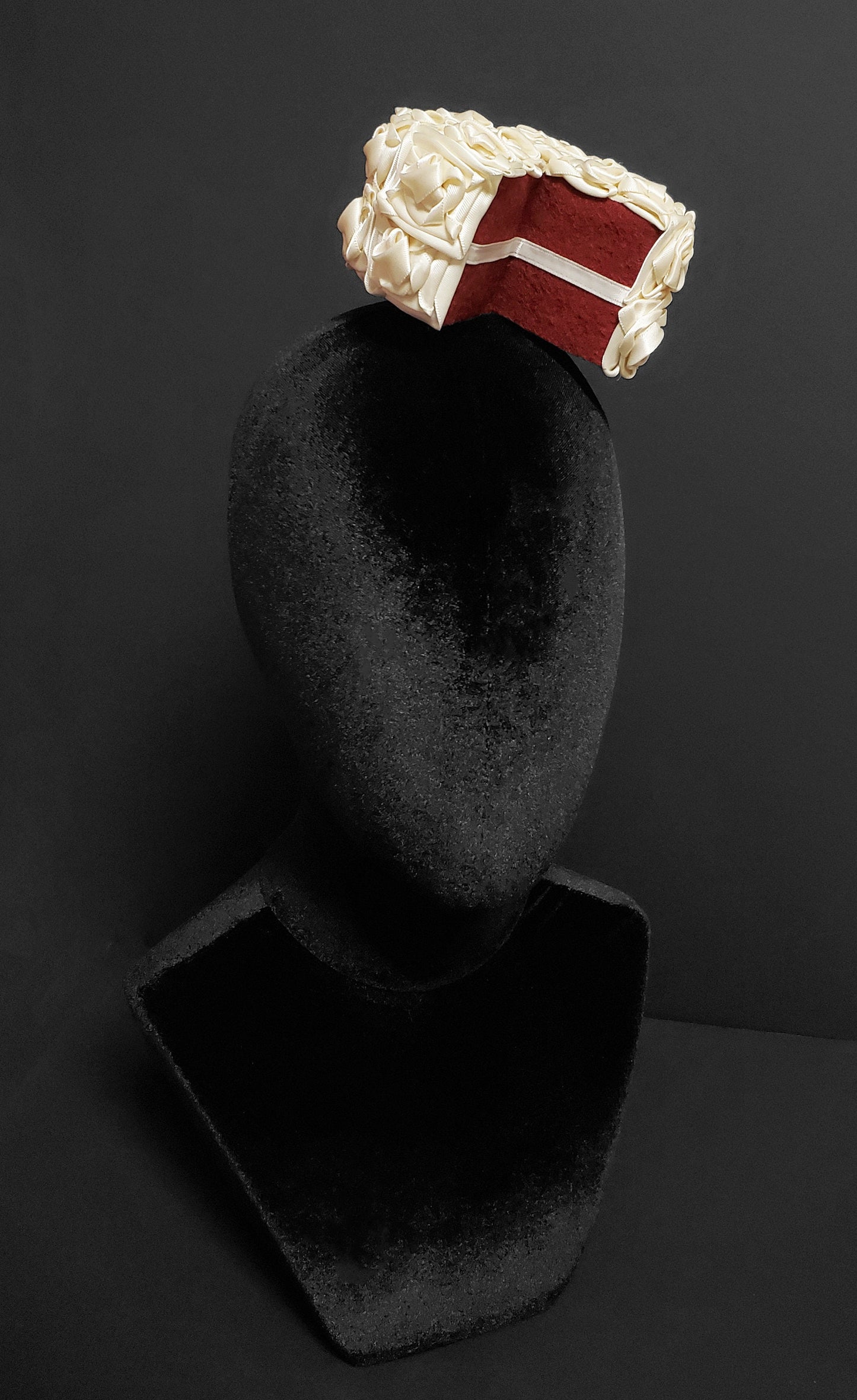 Sweet Satin Frosted Red Velvet Cake Fascinator or Desk Decor ~ Made to Order