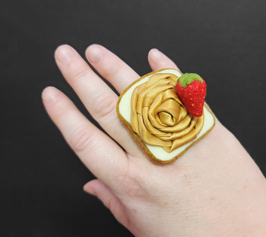 Delicious Peanut Butter and Strawberry Jelly Ring, Hair Clip, Or Pin ~ Made to Order