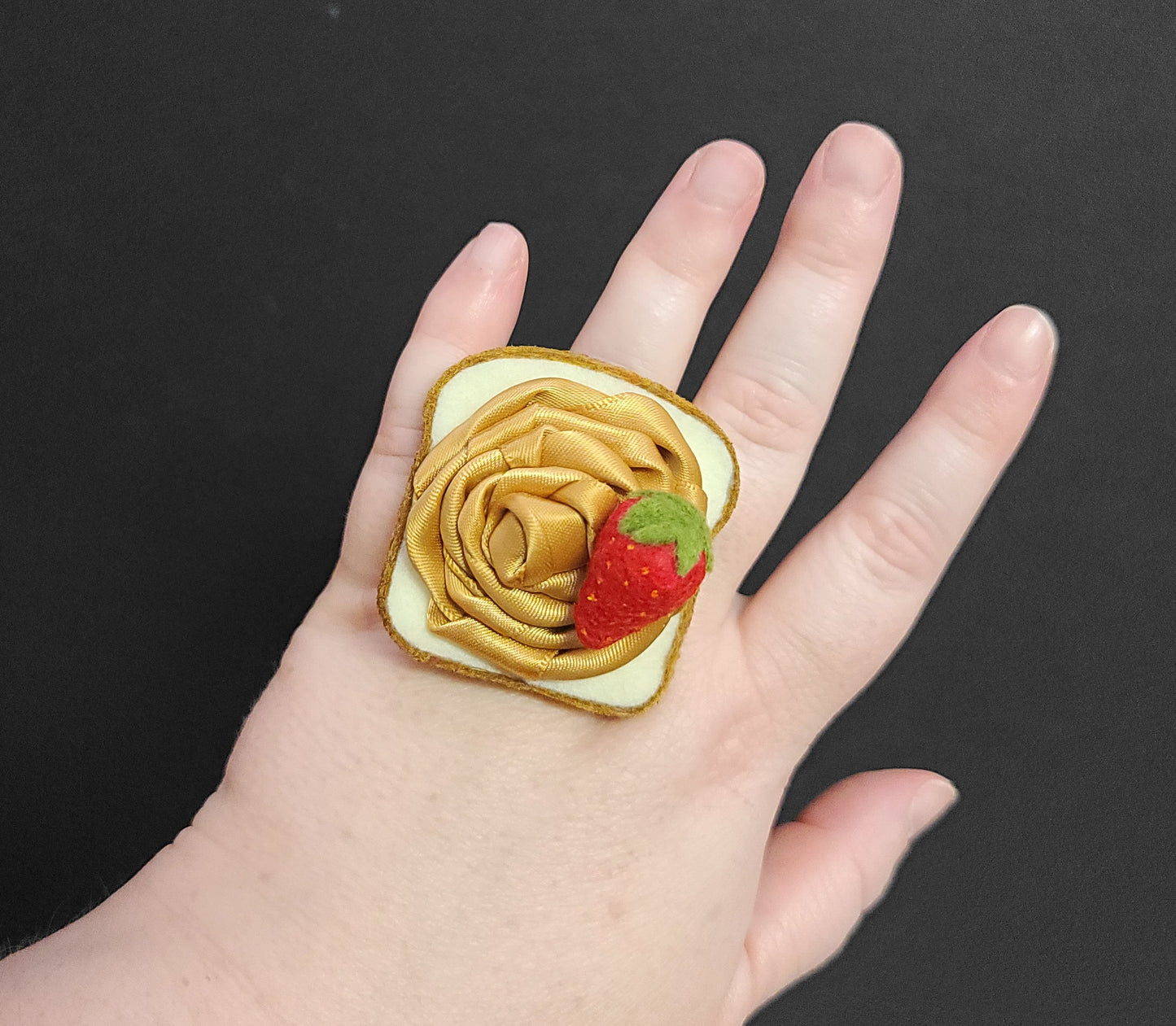 Delicious Peanut Butter and Strawberry Jelly Ring, Hair Clip, Or Pin ~ Made to Order