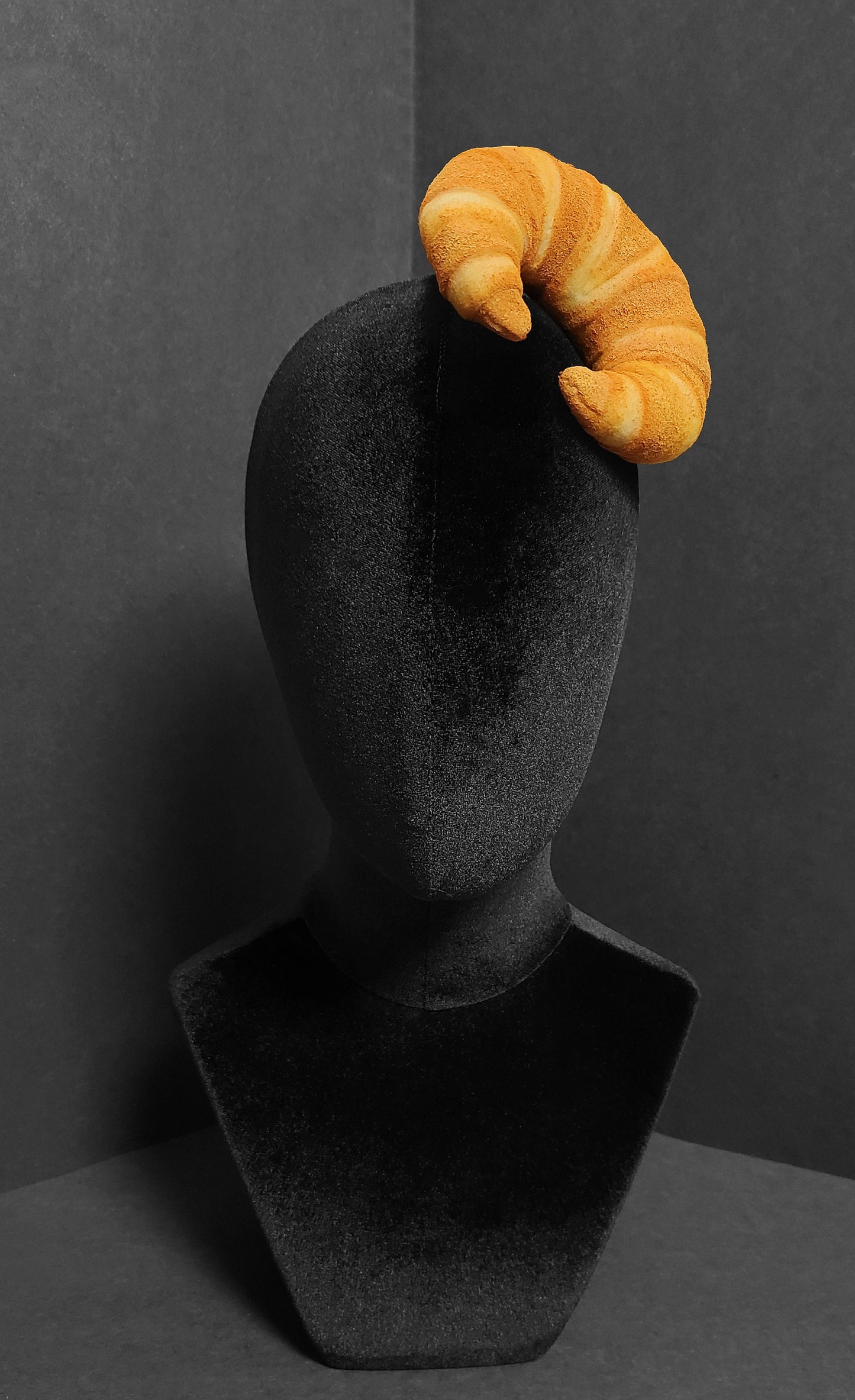 Flaky Golden Croissant Fascinator Hat ~ Made to order