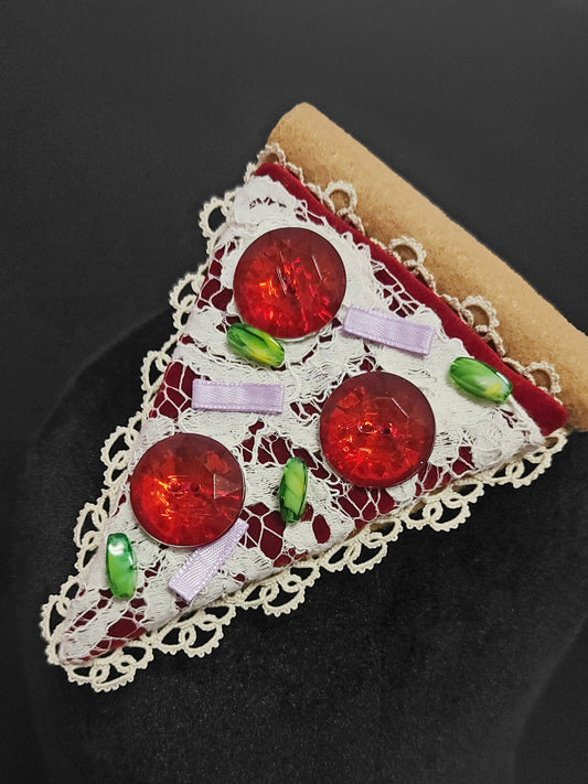 Elegant Velvet and Lace Pizza Fascinator or Desk Decor ~ 9 Toppings Available ~ Made to Order